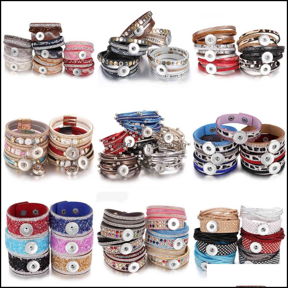 Charm Bracelets Jewelry 10Pcs/Lot Whole S For Women Braided Leather 18Mm Diy Interchangeable Snap Button Bracelet Dr Dhqyv