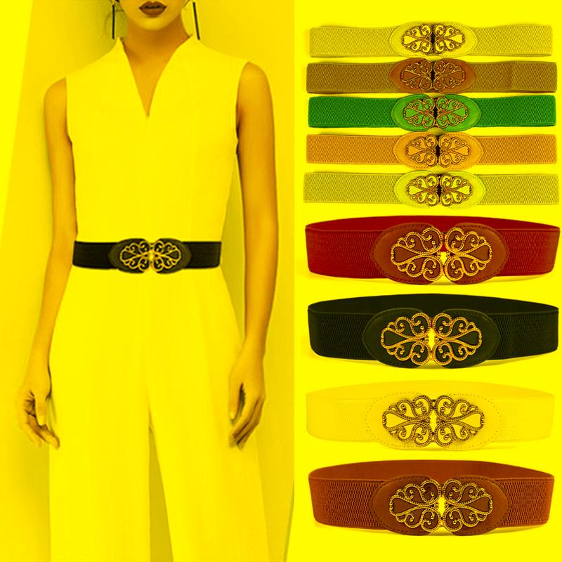 Belts Women Retro Gold Floral Buckle Stretch Belt Thin Skinny Elastic Waist Band BLTYN0006Belts, Black
Belts Women Retro Gold Floral Buckle Stretch Belt Thin Skinny Elastic Waist Band BLTYN0006Belts, Black