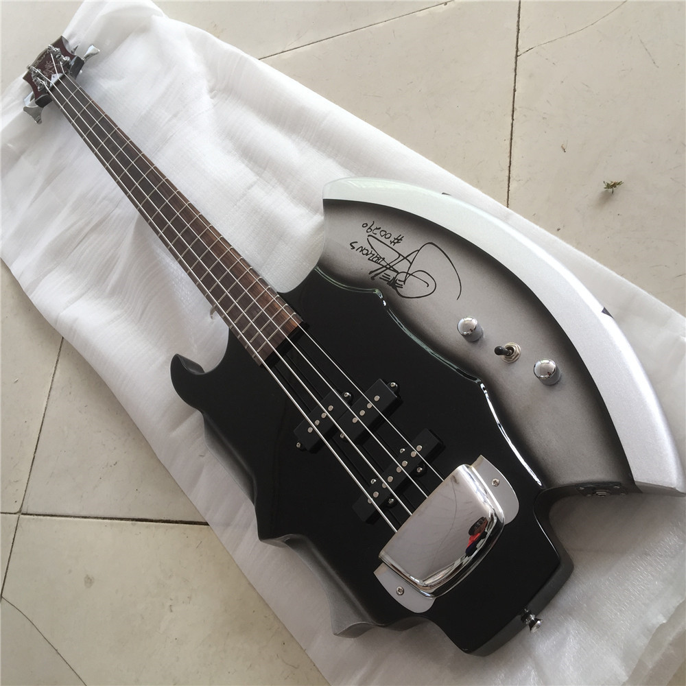 Factory Custom 4-String Axe Electric Bass Guitar with Signature on Body Rosewood Fingerboard Chrome Hardwares Offer Customized guitars guitarra
Factory Custom 4-String Axe Electric Bass Guitar with Signature on Body Rosewood Fingerboard Chrome Hardwares Offer Customized guitars guitarra