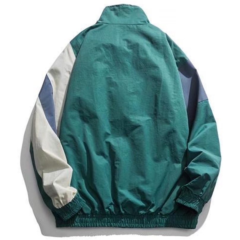 Men's Spring Jacket Men Patchwork Japanese Stand Collar Windbreaker Coat College Casual Loose Jackets Couple Hip Hop Autumn 220811