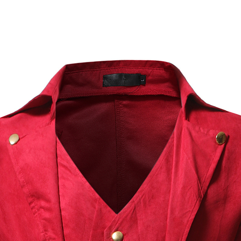 Mens Halloween Steampunk Gothic Jacket Victorian Tailcoat Vintage Costume Tuxedo Blazer Men DJ Club Cosplay Prom Suit Jacket Red 220811