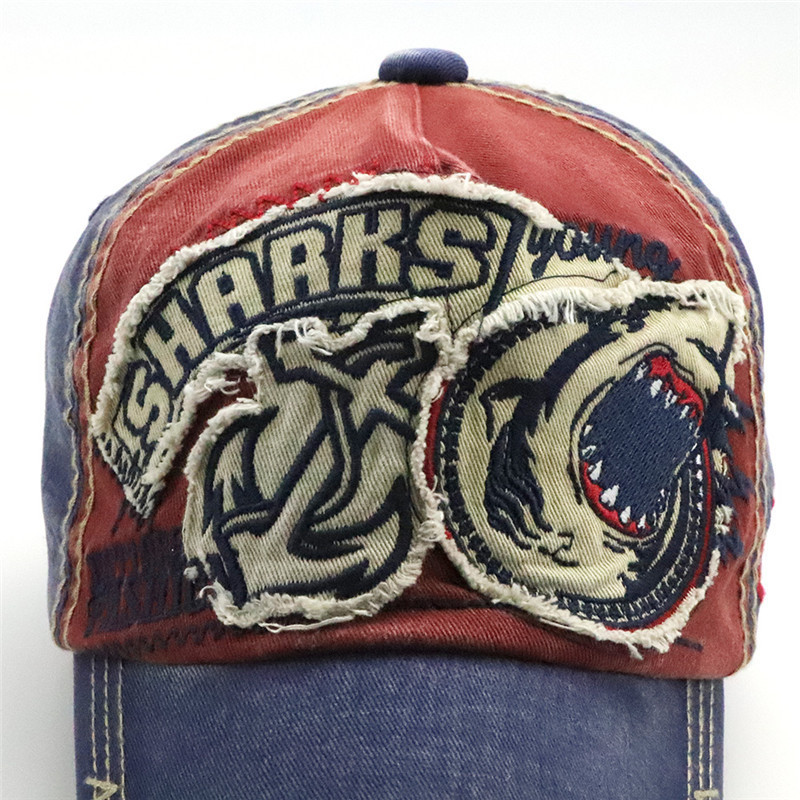 Xthree Washed Baseball Cap Fitted Cap Hat For Men Bone Women Gorras Casual Casquette Embroidery Shark 220810