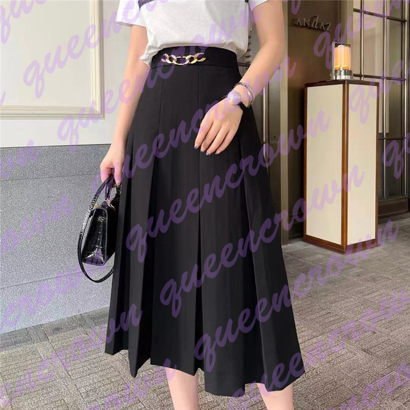 Women Casual Pleated Skirt High Waist Slim Dress Metal Letter Chain A Line Dress Elegant Designer Long Skirts, Khaki
Women Casual Pleated Skirt High Waist Slim Dress Metal Letter Chain A Line Dress Elegant Designer Long Skirts, Khaki