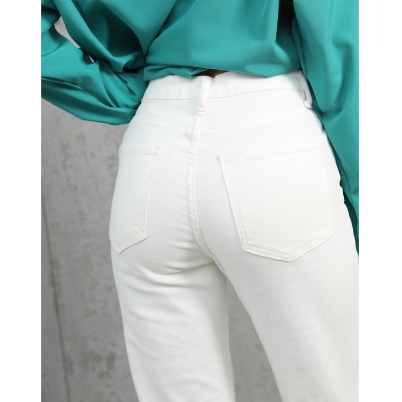 ZHISILAO White Jeans Women Vintage Stretch High Waist Straight Wide Leg Denim Pants Autumn Jeans Streetwear 220811