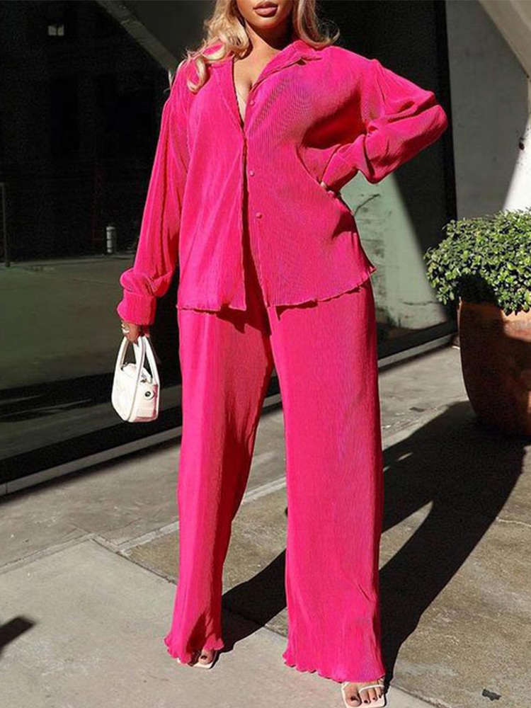 Sexy Solid Suit Two Pieces Outfits Office Lady Long Sleeve Lapel Jacket Coat Suits Women Casual Wide Leg Trousers Set 220811