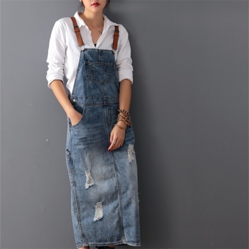 Women Loose Denim Dress Ladies Bleached Holes Denim Dress Female Strap Ripped Vintage Denim Dresses 220811, Sky blue
Women Loose Denim Dress Ladies Bleached Holes Denim Dress Female Strap Ripped Vintage Denim Dresses 220811, Sky blue