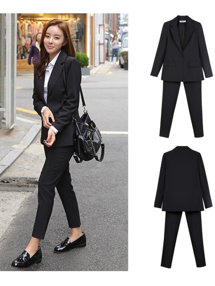 Work Pant Suits OL 2 Piece Set For Women Business Interview Suit Set Uniform Slim Blazer And Pencil Pant Office Lady Suit 220811