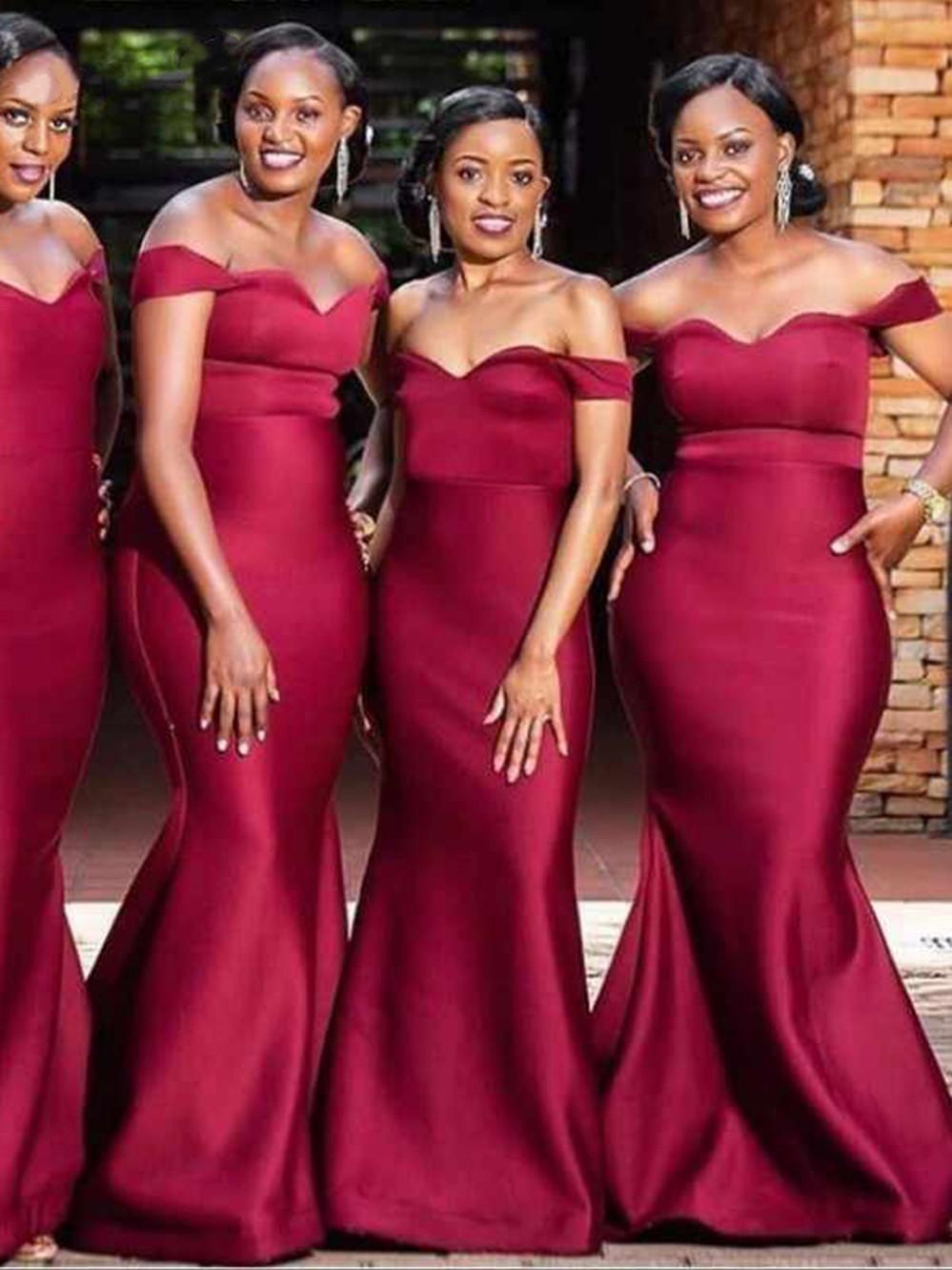 Sexy Long Burgundy Mermaid Nigerian Bridesmaid Dresses for Black Girls Off the Shoulder Sweep Train Vestido De Fiesta De Boda
Sexy Long Burgundy Mermaid Nigerian Bridesmaid Dresses for Black Girls Off the Shoulder Sweep Train Vestido De Fiesta De Boda