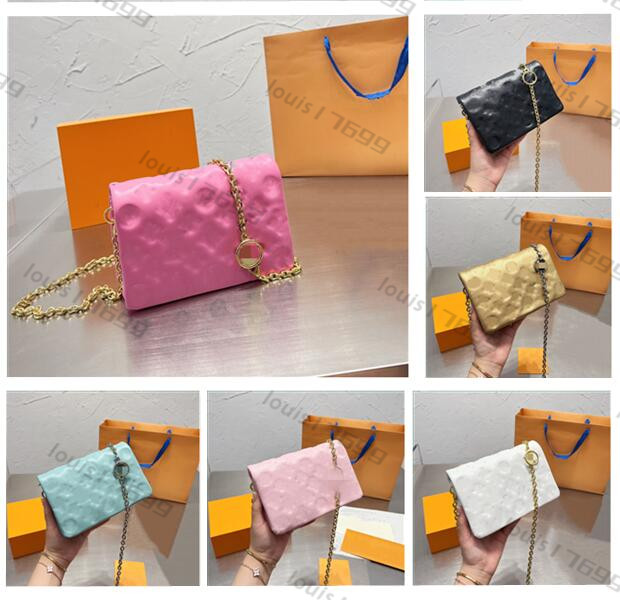 POCHETTE COUSSIN Designer Chain Bag Puffy Soft Lambskin Embossed Monograms Pattern Luxurys Handbag Designers Flap WOC Women Cross Body