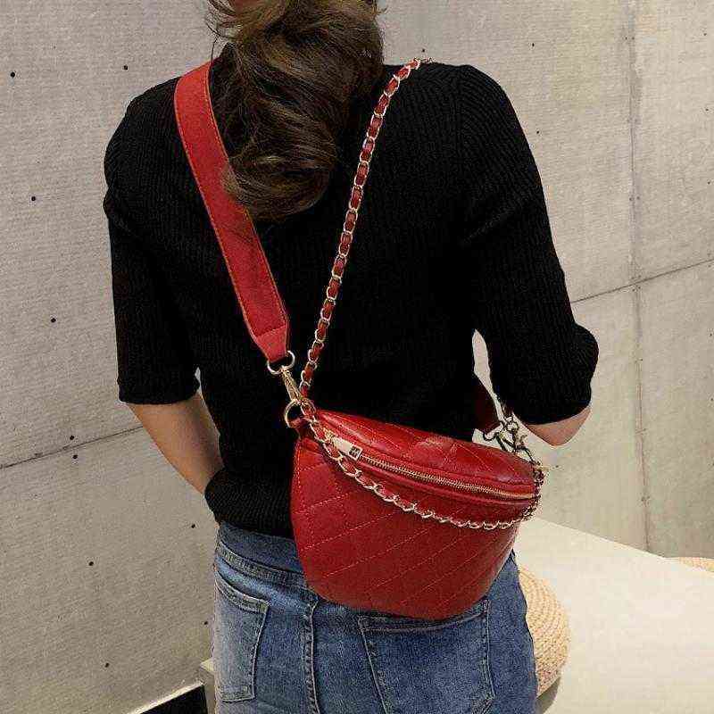 HBP Waist Bags Fashion Pu Leather Women s Chain Rhombic Solid Color Multifunction Large Capacity Fanny Pack New Female Belt 220810