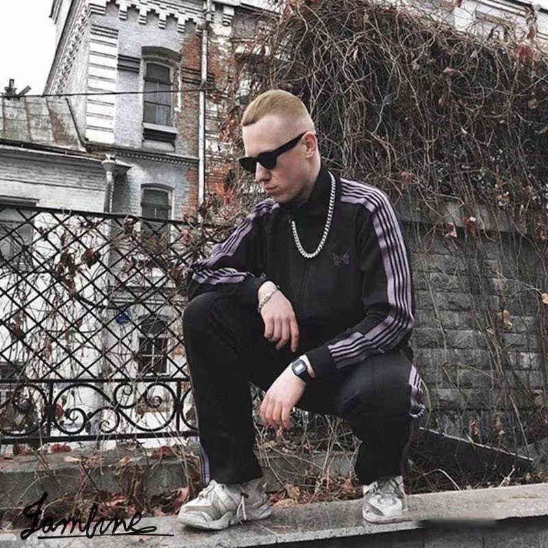 NEEDLES Mans Tracksuit Streetwear Sports Leisure Unisex Tracksuits Men Cardigan Jackets Sportswear Suits Man Coat Pants Woman Coats Pants T220809