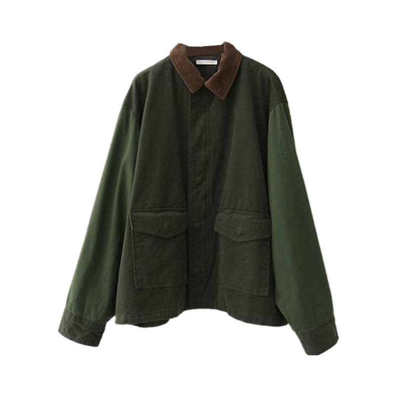 Vintage Patchwork Turn-down Collar Corduroy Jacket Coat Autumn Loose Hip Hop Jacket Women Streetwear Casual Outerwear Female Top 220811