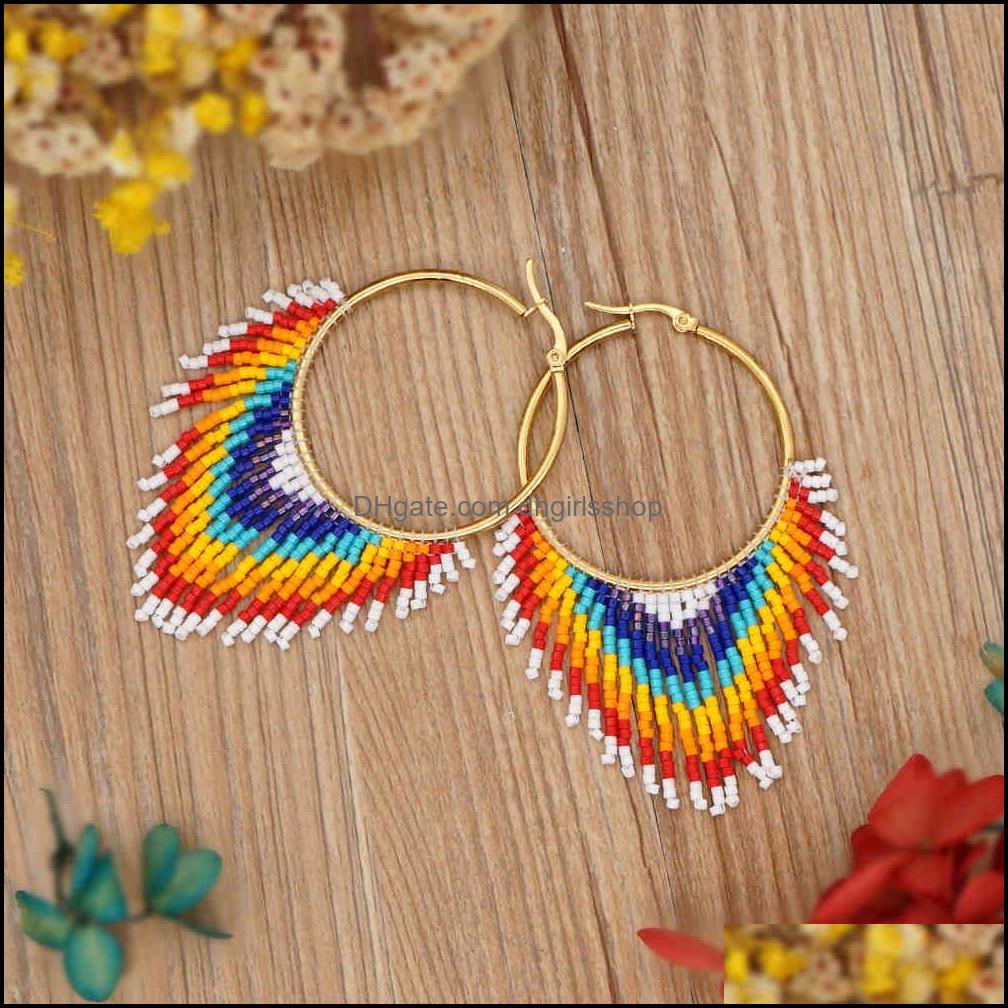 Charm Earrings Jewelry Go2Boho Native Hoop Earring For Women Jewellery Rainbow Fringe Ear Ring 2021 Miyuki Seed Beads Boho Eth Dhwlm
Charm Earrings Jewelry Go2Boho Native Hoop Earring For Women Jewellery Rainbow Fringe Ear Ring 2021 Miyuki Seed Beads Boho Eth Dhwlm