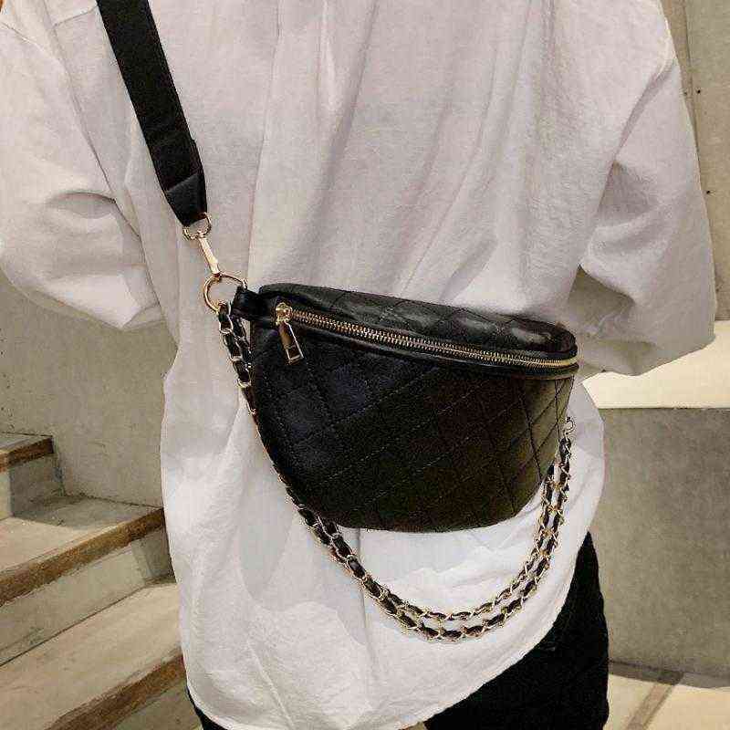 HBP Waist Bags Fashion Pu Leather Women s Chain Rhombic Solid Color Multifunction Large Capacity Fanny Pack New Female Belt 220810