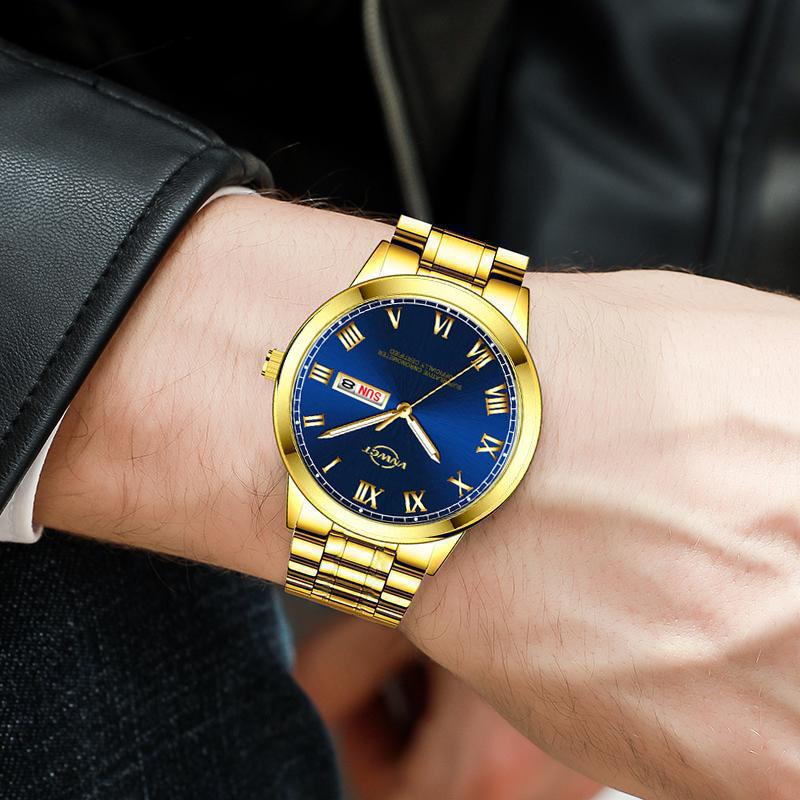 Wristwatches Top Brand Watch Men Stainless Steel Business Date Clock Waterproof Luminous Sport Quartz Wrist Reloj HombreWristwatches, Gold black
Wristwatches Top Brand Watch Men Stainless Steel Business Date Clock Waterproof Luminous Sport Quartz Wrist Reloj HombreWristwatches, Gold black
