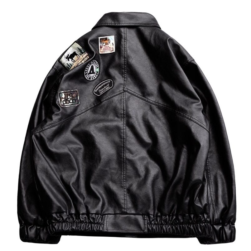 

Leather Men Autumn Fleece Motorcycle PU Leahter Jacket Male Turndown Collar Casual Windbreaker Ropa De Hombre Coat 3XL 220811, Thin