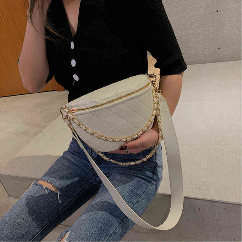 HBP Waist Bags Fashion Pu Leather Women s Chain Rhombic Solid Color Multifunction Large Capacity Fanny Pack New Female Belt 220810