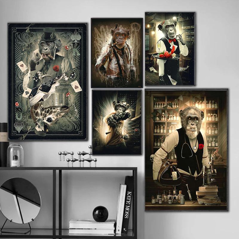 Graffiti Art Canvas Painting Prints Smoking Monkey Playing Cards Billiard Room Bar Abstract Animal Wall Art Posters Parlor Decor
Graffiti Art Canvas Painting Prints Smoking Monkey Playing Cards Billiard Room Bar Abstract Animal Wall Art Posters Parlor Decor