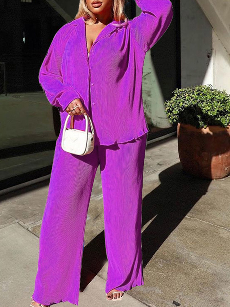 Sexy Solid Suit Two Pieces Outfits Office Lady Long Sleeve Lapel Jacket Coat Suits Women Casual Wide Leg Trousers Set 220811