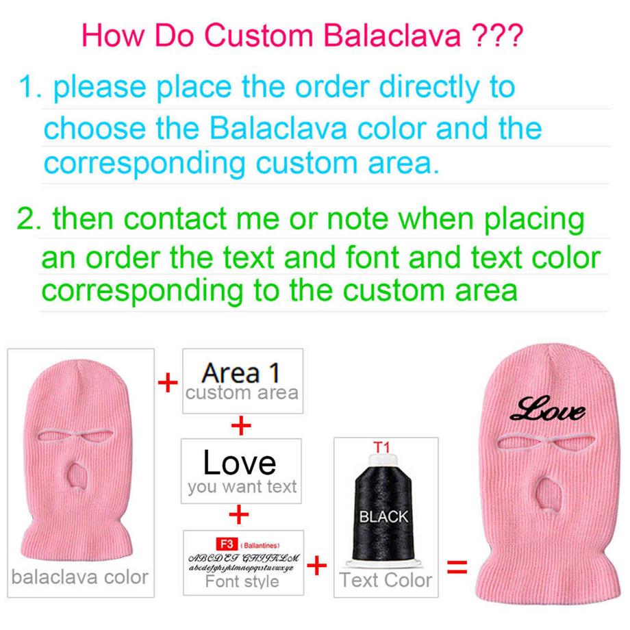 Custom Text Embroidered Winter Women Beanie Hat Balaclava Cycling Ski Mask Men Personalized Your Name Drop327g