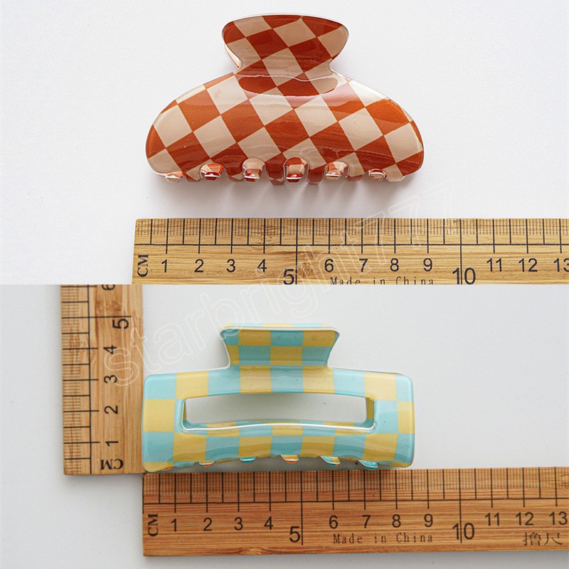 Stylish Checkerboard Grab Hair Clip Hair Accessories For Women Acrylic Colorful Plaid Hairpin Clip Head Accessories