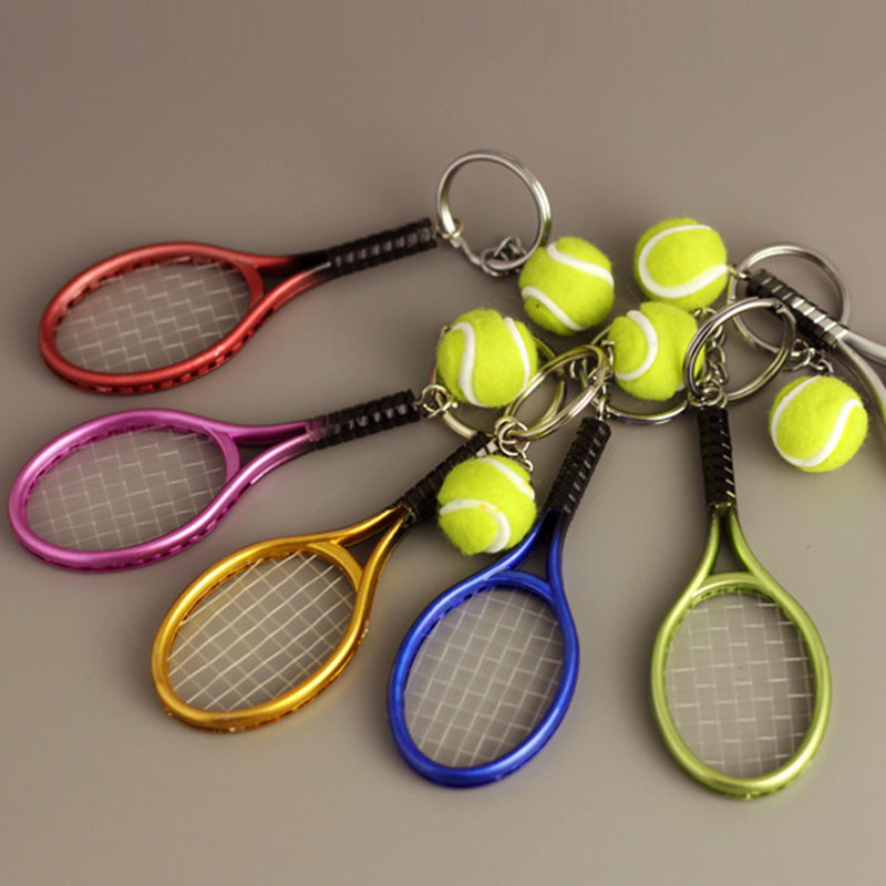 Mini Tennis Tennis Racket Key Rings Car Keychain Sport Key Holder Accessories Tennis Competition Memento Gift for Men Women