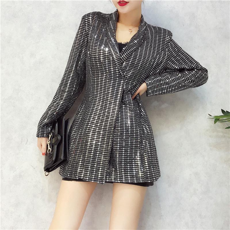 Women' Suits & Blazers Fashion 2022 Designer Solid Women Long Sleeve Bling Sequined Blazer Overcoat, Silver
Women' Suits & Blazers Fashion 2022 Designer Solid Women Long Sleeve Bling Sequined Blazer Overcoat, Silver