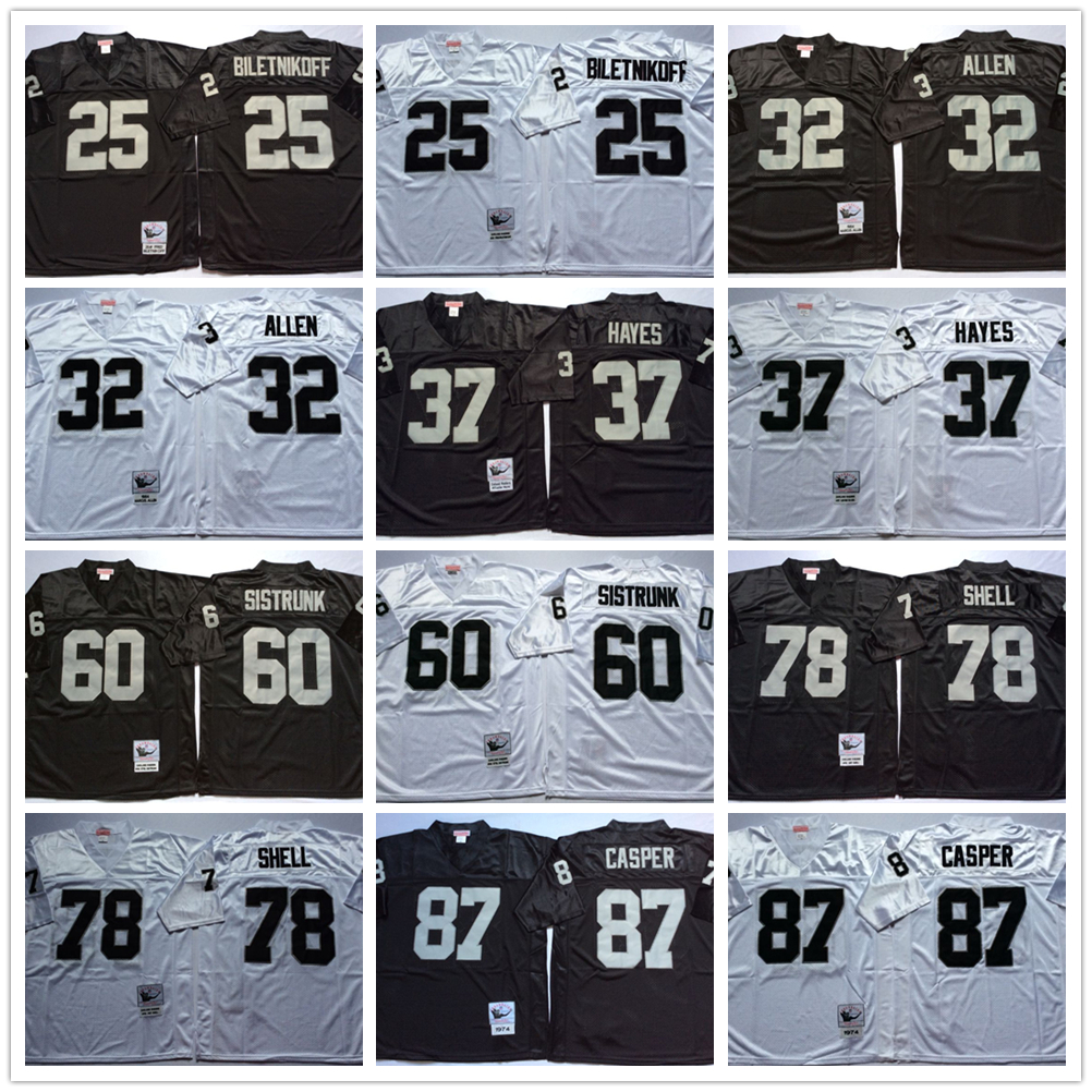 

NCAA 75th Vintage Football Jerseys Stitched Fred Biletnikoff Marcus Allen Lester Hayes Otis Sistrunk Art Shell Dave Casper, Beige