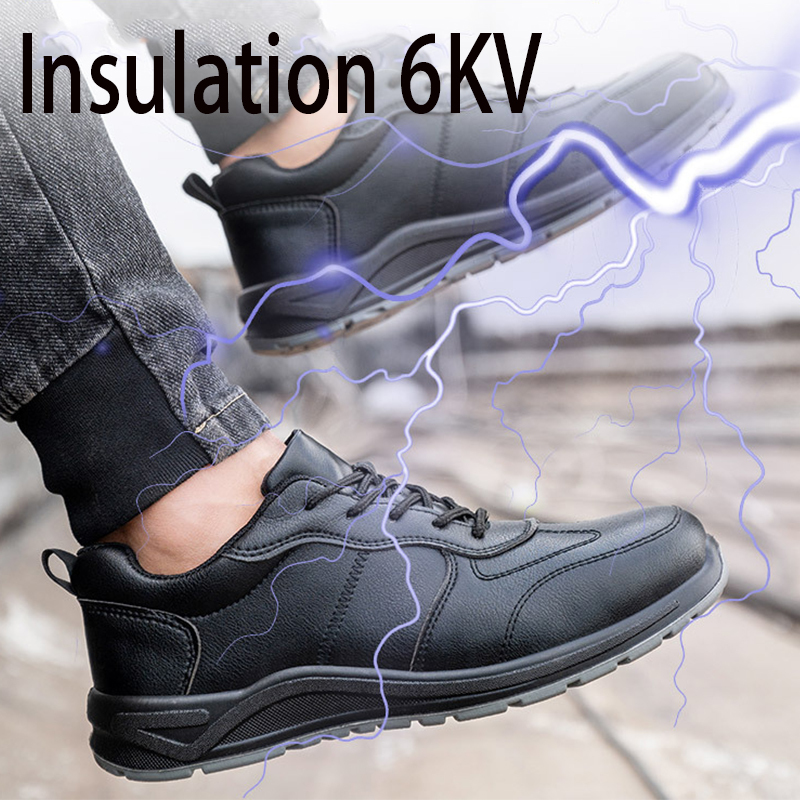 Black Safety Shoes Men Steel Toe Work Sneakers Male Anti-puncture Indestructible Security Boots Waterproof Leather 220810