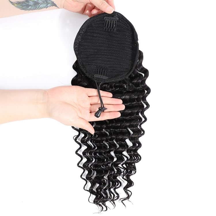 100% Human Hair Pony tails Hair Extensions Double Drawn Wrap Around Drawstring Ponytail Hairpiece 160g #1 natural #2#4 fast delivry