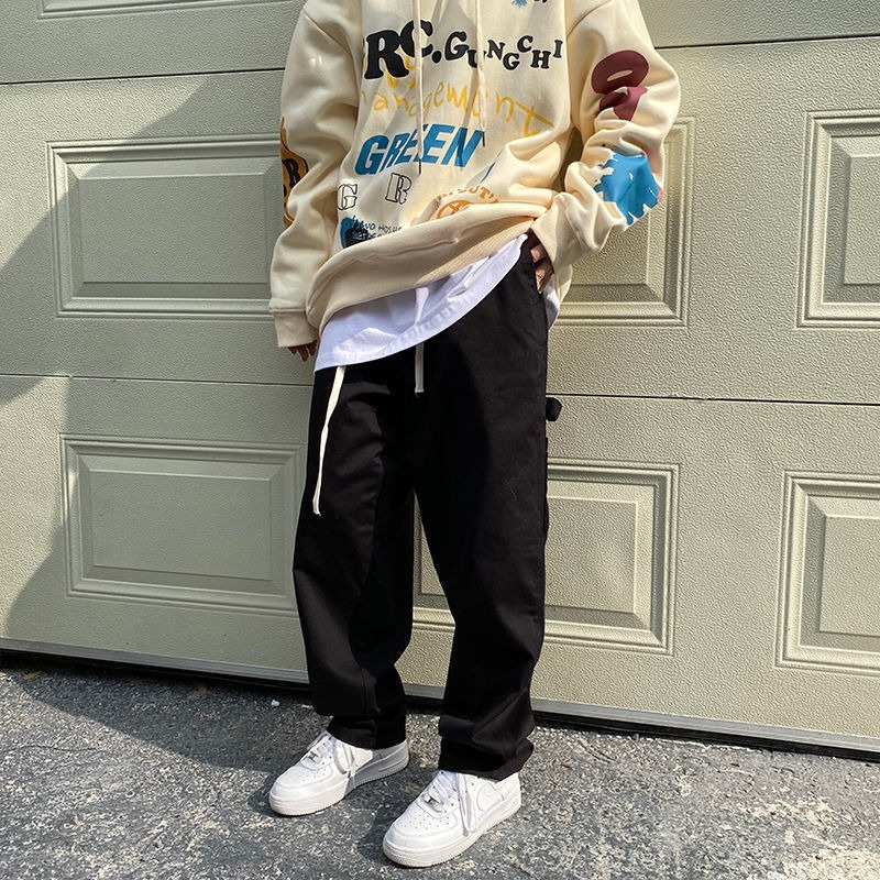 Mens pants loose allmatch overalls autumn and winter ins wideleg trend y2k casual mens trousers 220810