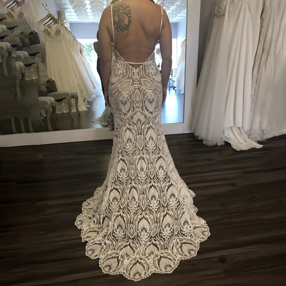Spaghetti Strap Lace Mermaid Wedding Dress Boho Beach Rustic Wedding Bridal Dresses Plus Size 2022 Backless Cut Out Country Sweep Train Vintage Bride 