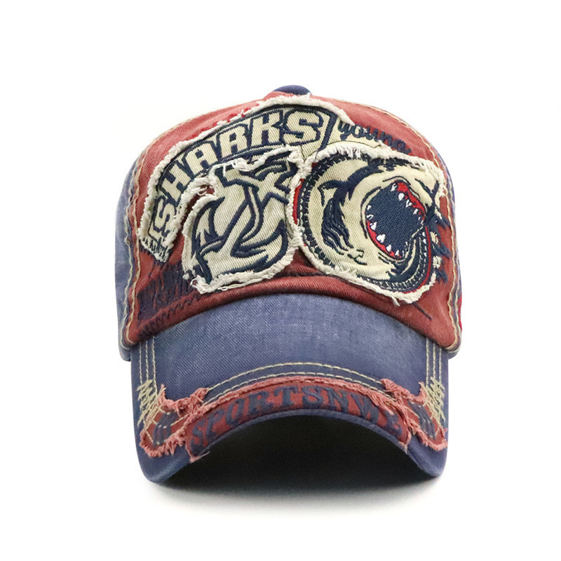 Xthree Washed Baseball Cap Fitted Cap Hat For Men Bone Women Gorras Casual Casquette Embroidery Shark 220810