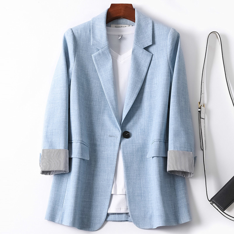 Blazers Women Trendy Patchwork Korean Chic Spring Loose Pockets Lady Elegant Coats Single Button Minimalist Outwear Long Sleeve 220811