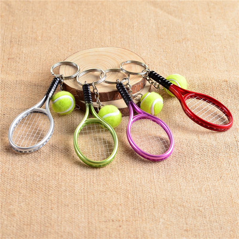 Mini Tennis Tennis Racket Key Rings Car Keychain Sport Key Holder Accessories Tennis Competition Memento Gift for Men Women