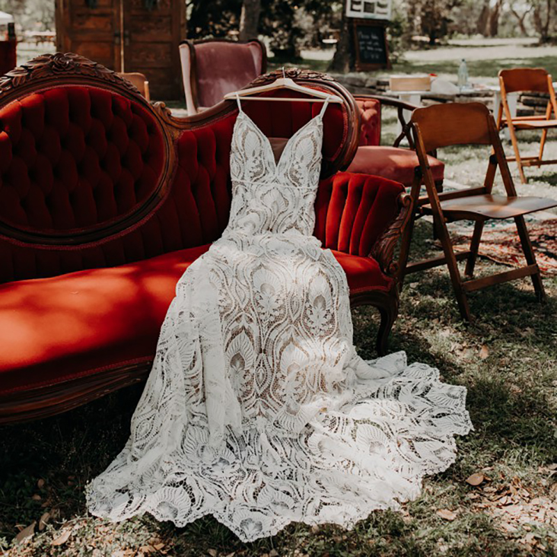 Spaghetti Strap Lace Mermaid Wedding Dress Boho Beach Rustic Wedding Bridal Dresses Plus Size 2022 Backless Cut Out Country Sweep Train Vintage Bride 