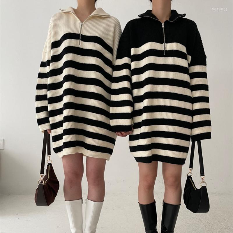 Women's Sweaters Turtleneck Sweater Dress 2022 Winter Zipper Pullover Striped Knit Thickened Women Long Sleeve Loose 369A, Black
Women's Sweaters Turtleneck Sweater Dress 2022 Winter Zipper Pullover Striped Knit Thickened Women Long Sleeve Loose 369A, Black
