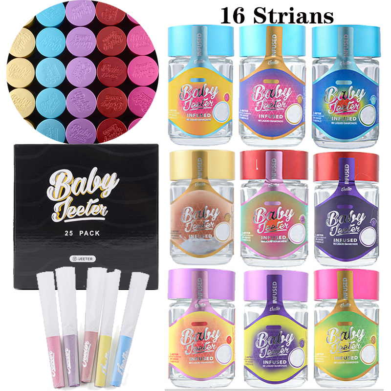 In Stock 16 Strains Baby Jeeter Pre-rolling Paper Bag 5-Pack Container High Potency Infused With Liquid Diamond Cone Paper Labels Master Box Colorful Dab Wax
In Stock 16 Strains Baby Jeeter Pre-rolling Paper Bag 5-Pack Container High Potency Infused With Liquid Diamond Cone Paper Labels Master Box Colorful Dab Wax