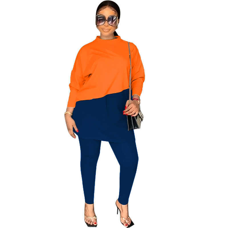 women's suit 2023 pants autumn long sleeve round neck loose casual color matching sweater two-piece Leggings