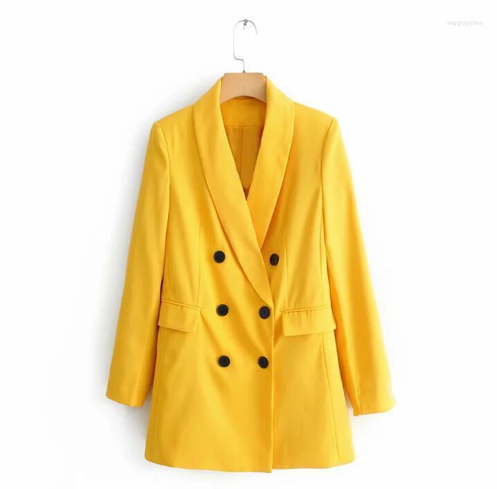Women' Suits & Blazers 2022 Spring Women Yellow Color Double Breasted Elegant Office And Jackets, As pic
Women' Suits & Blazers 2022 Spring Women Yellow Color Double Breasted Elegant Office And Jackets, As pic