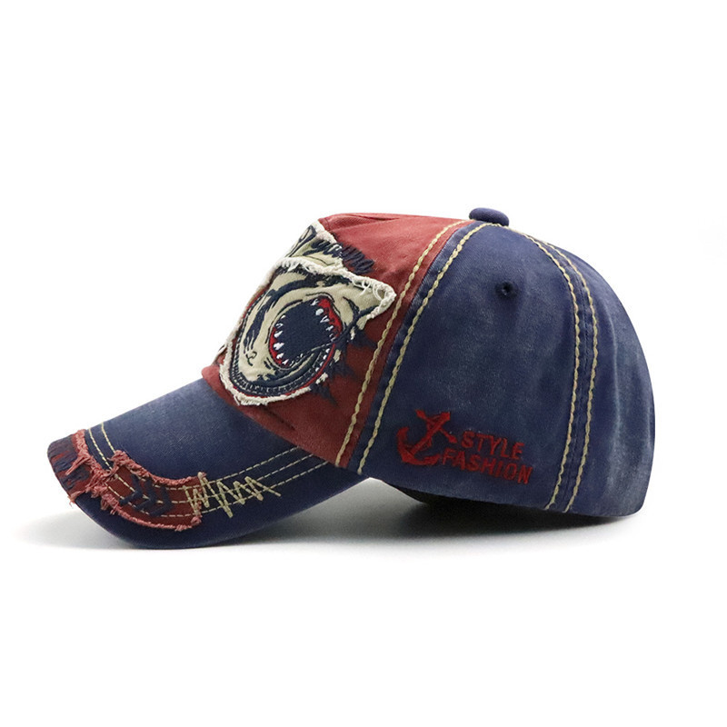 Xthree Washed Baseball Cap Fitted Cap Hat For Men Bone Women Gorras Casual Casquette Embroidery Shark 220810
