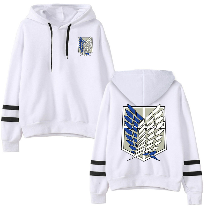 Attack on Titan Long Sleeved Striped Hooded Sweatshirt Pullover Tops Harajuku 220811