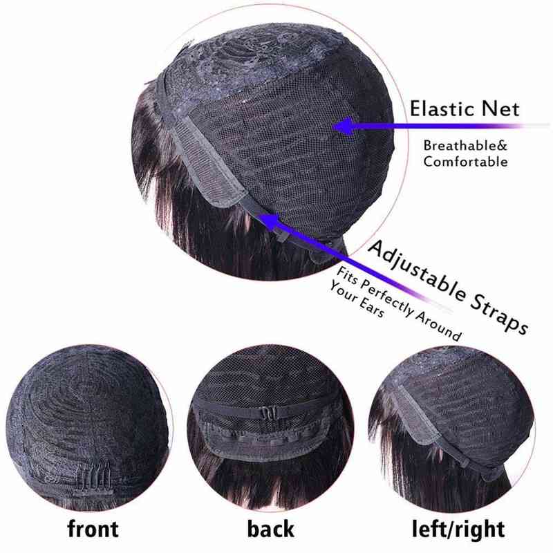 Short Bone Straight Bob Wigs With Fringe Pony Full Hine Seamless Brazilian Human Hair Wig For Womentthair L220809