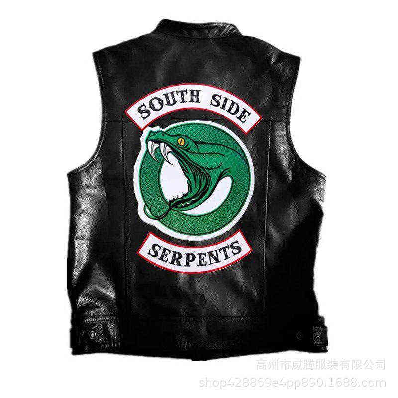 2022 New Fashion Sons Of Anarchy Broidery ATHer RoCK Punk VEST Cosplay Costume BlaCK Color Motorcyc Sevess JaCKet H220811