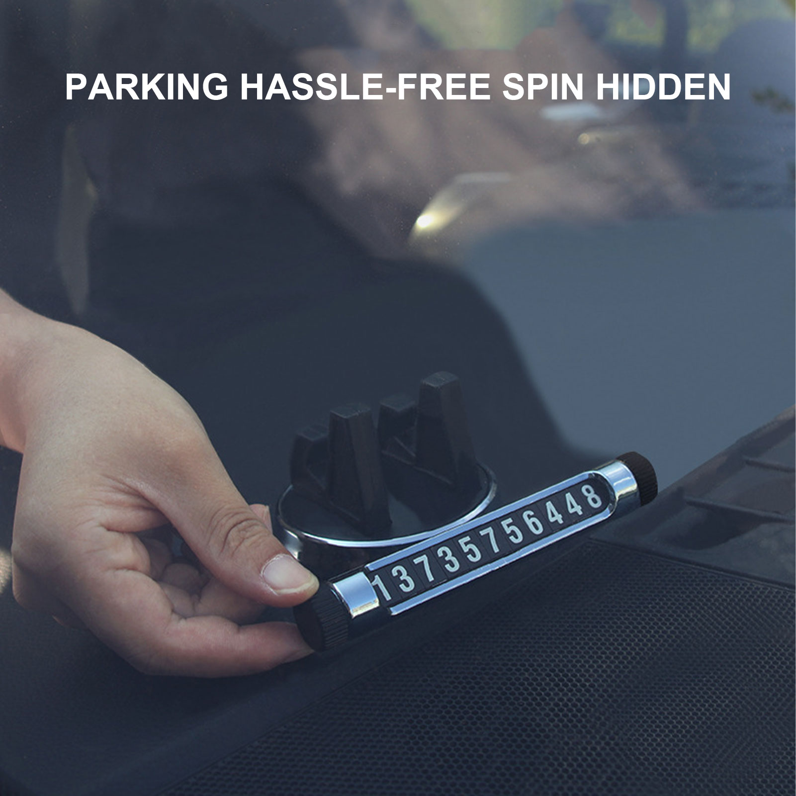 Car Phone Number Temporary Parking Card Plate With Rotatable Phone Holder Design Telephone Number Universal Auto Silicone Accessories
