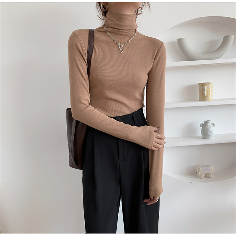 Spring Autumn Women Pullover Female Knitted Sweaters Solid Concise Turtleneck Elasticity Elegant Office Lady Casual Tops 220818