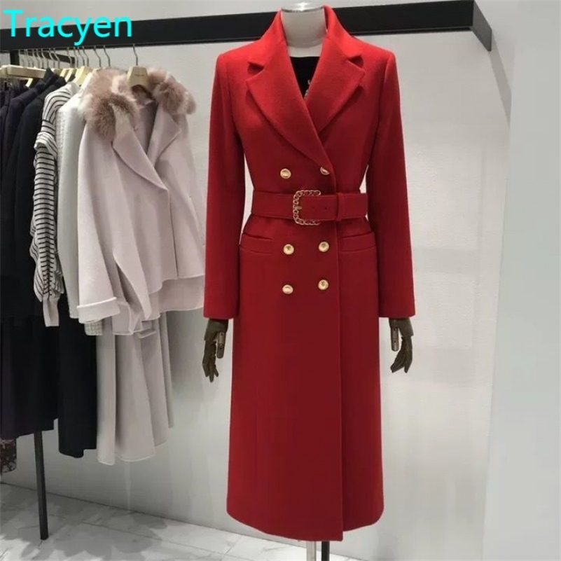 Women's Chic Wool Overcoat: Stylish Double-Breasted Long Coat For Fall And Winter