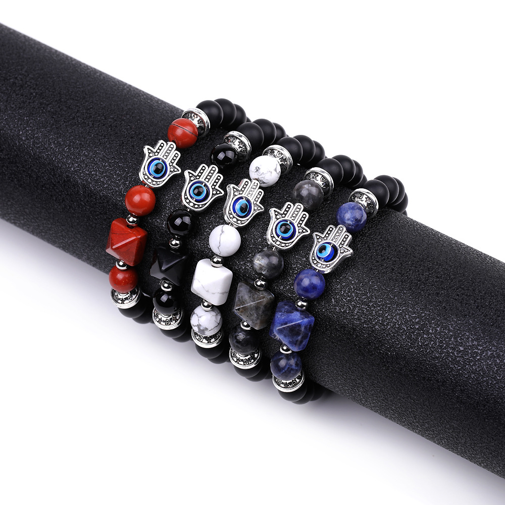 Reik Healing Natural Crystal Stone Turkish Evil Eye Hand Bracelet Amethyst Aventurine Tiger's Eye Bracelets