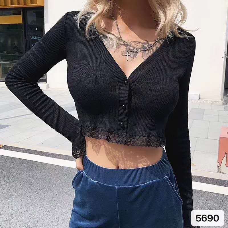Pink Black Green Black Women Cardigans Fashion Slim Ladies Knitted Sweater Crop Top Long Sleeve Buttons Sweater 220818