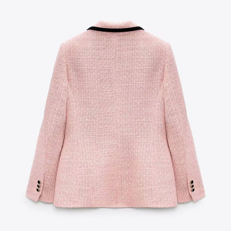 DiYiG WOMAN Fall women s wear European and American style pink stitching slim fit all match suit jacket 220819